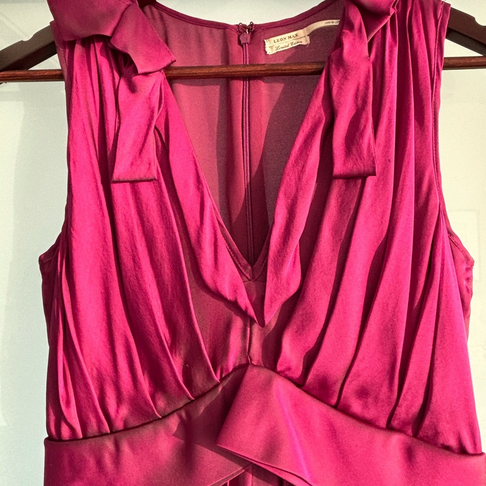 Fuchsia silk special occasion dress.